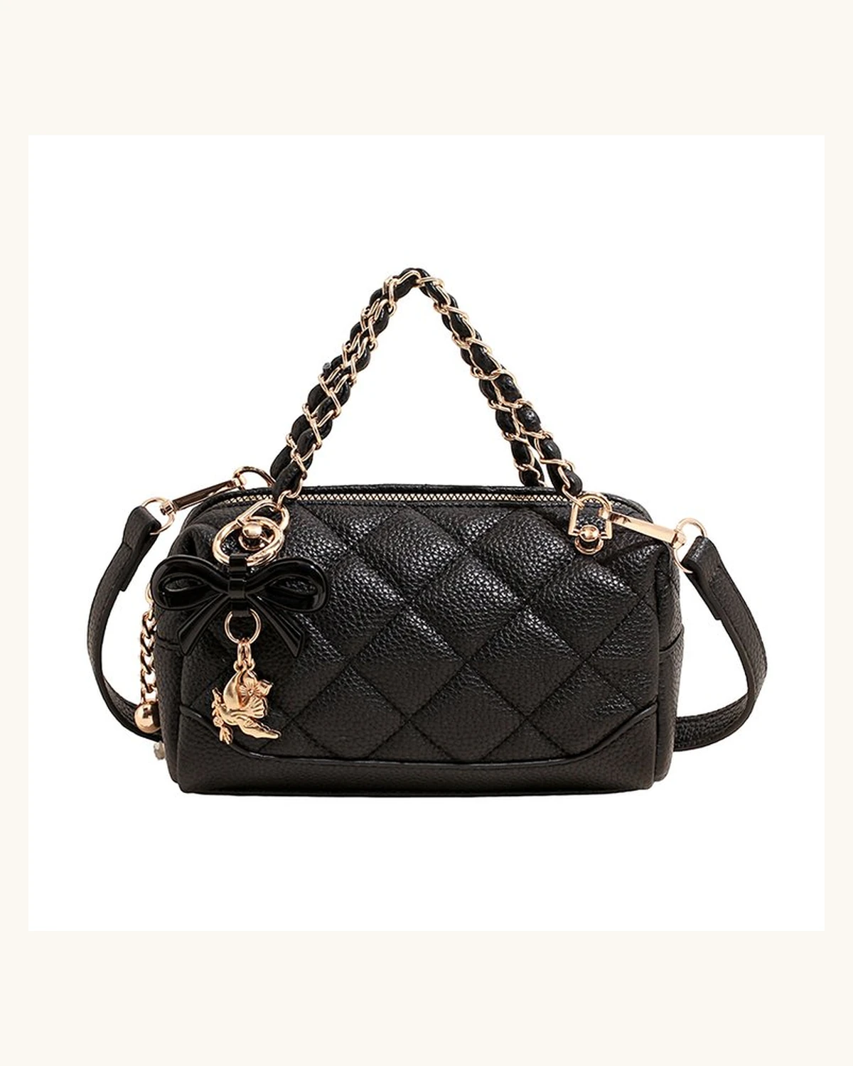 Quilted black chain handbag
