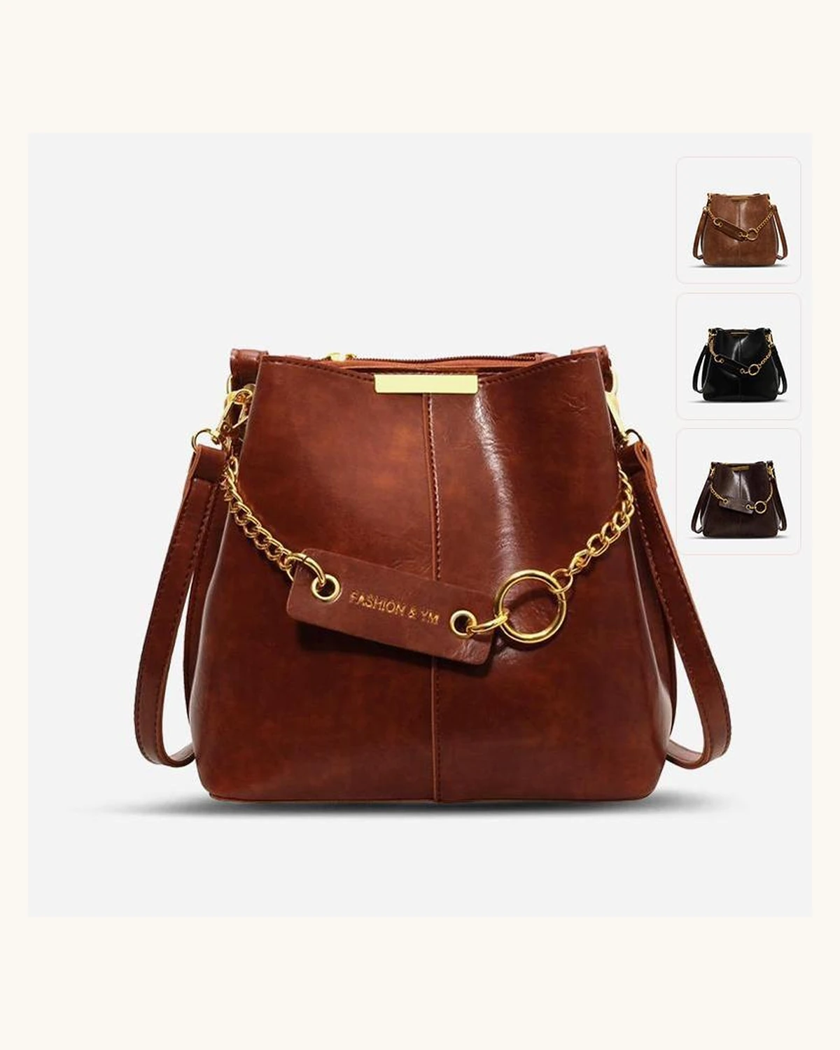 Brown bucket handbag