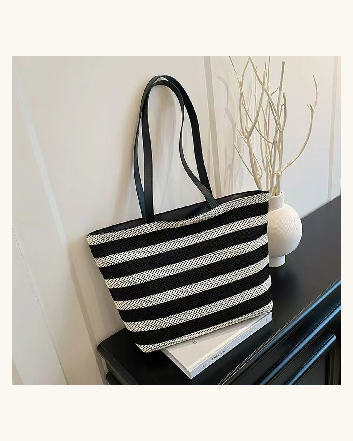 Striped tote bag