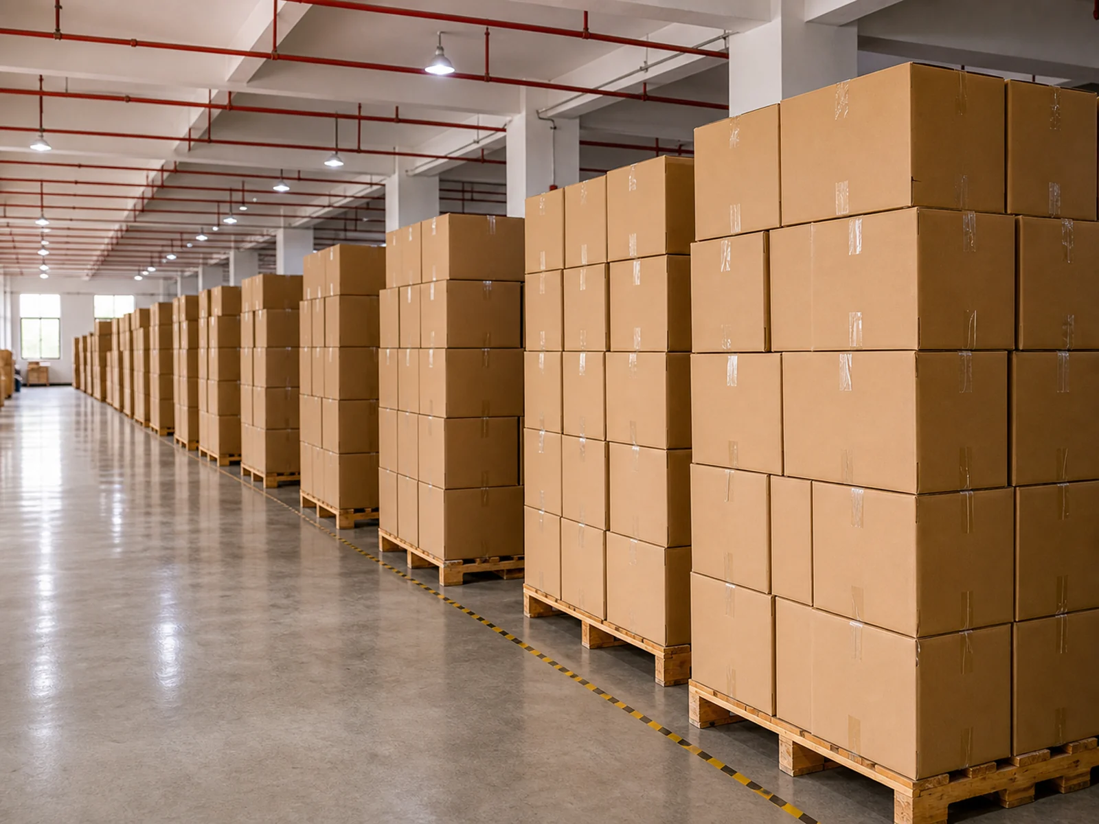 Packed cartons prepared for shipping