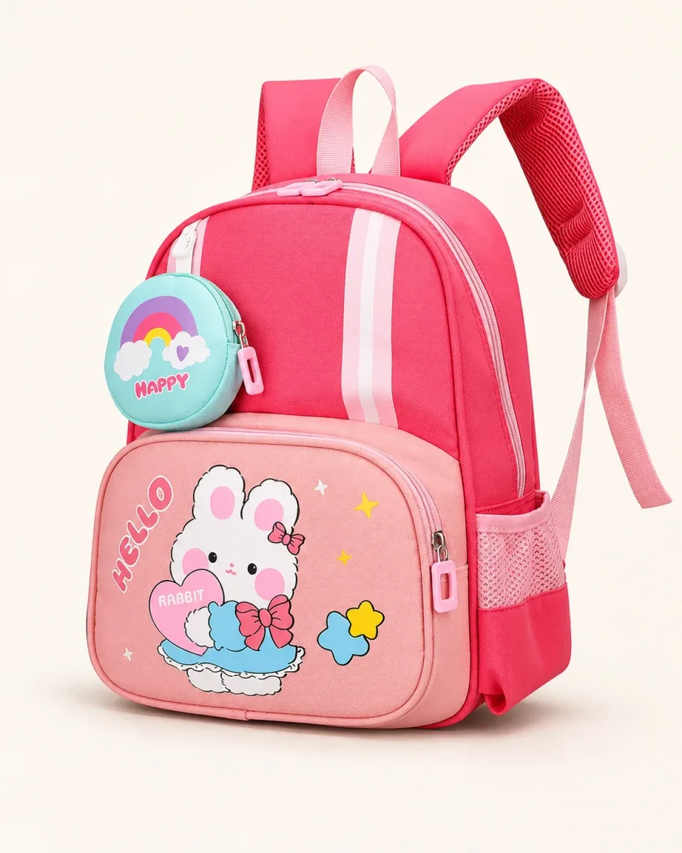 Mochila escolar 818# — Rabbit兔Rose Rojo