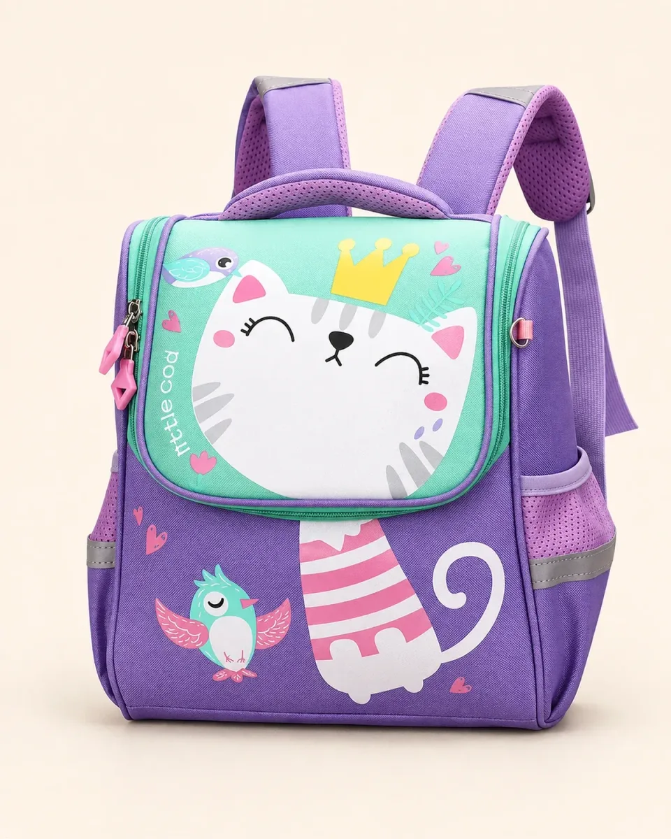 Mochila escolar 930# — 猫咪Morado