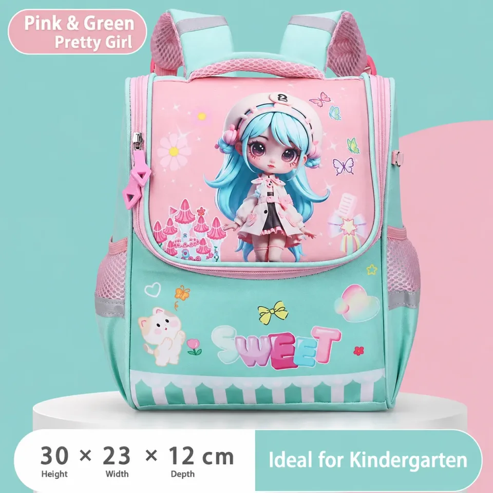 Kids School Bag 930-2# — 美少女粉配绿