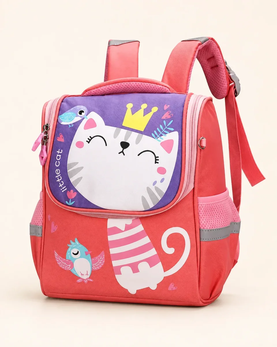 Mochila escolar 930# — 猫咪Rojo