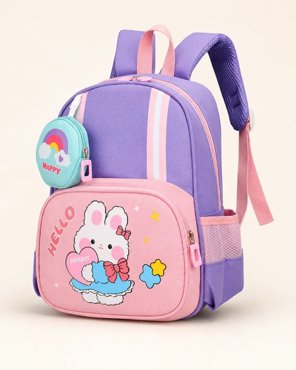 Mochila escolar 818# — Rabbit兔浅Morado